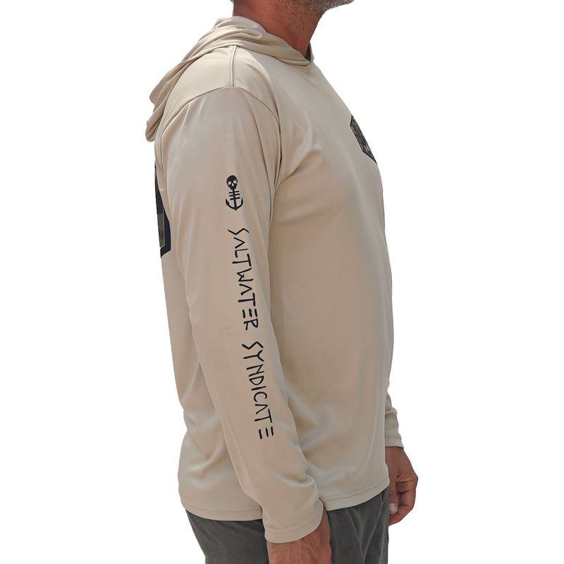 In Search For The Undiscovered Performance UPF Hoodie - Sand/camo