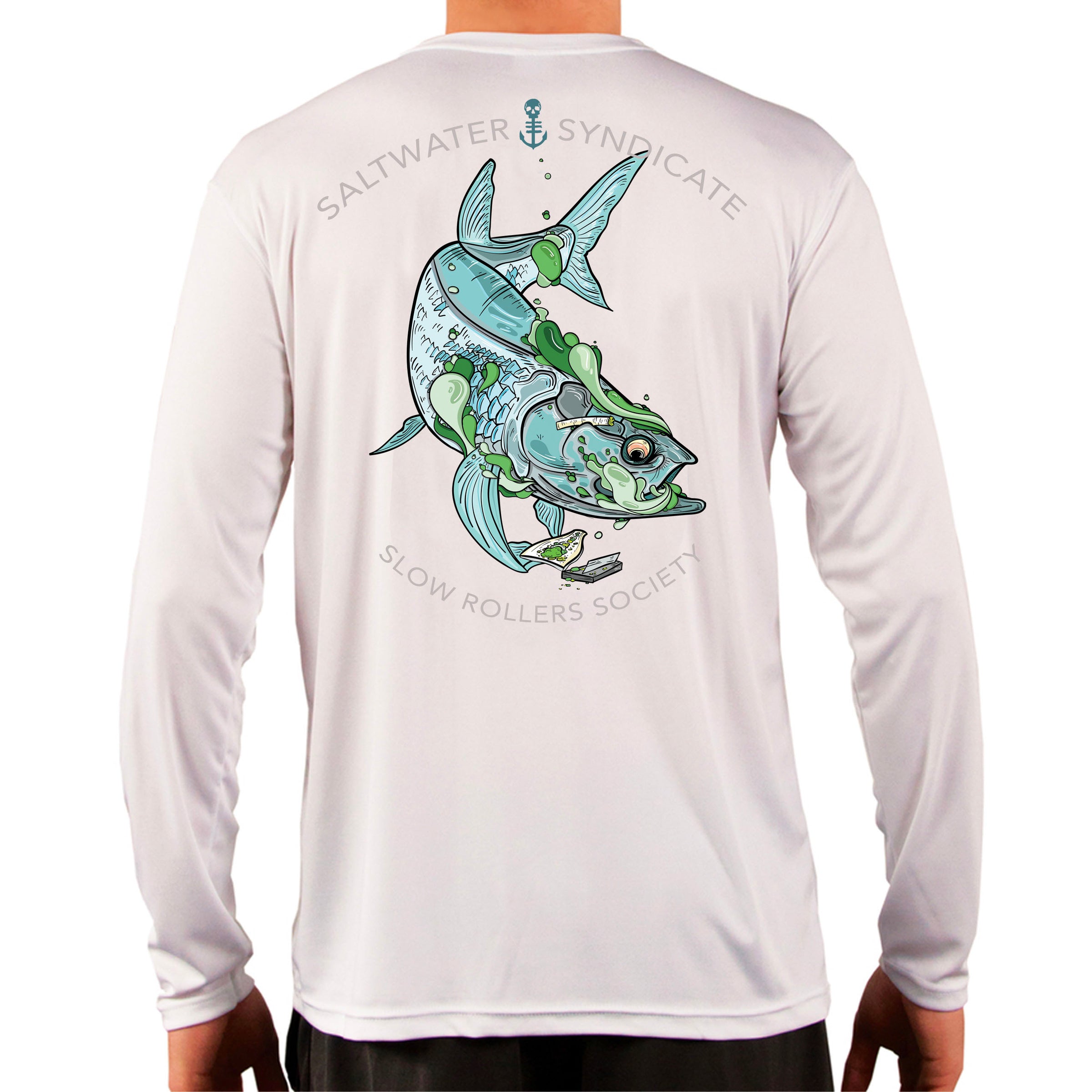 Slow Rollers Society Performance Fishing Shirt - White – Saltwater