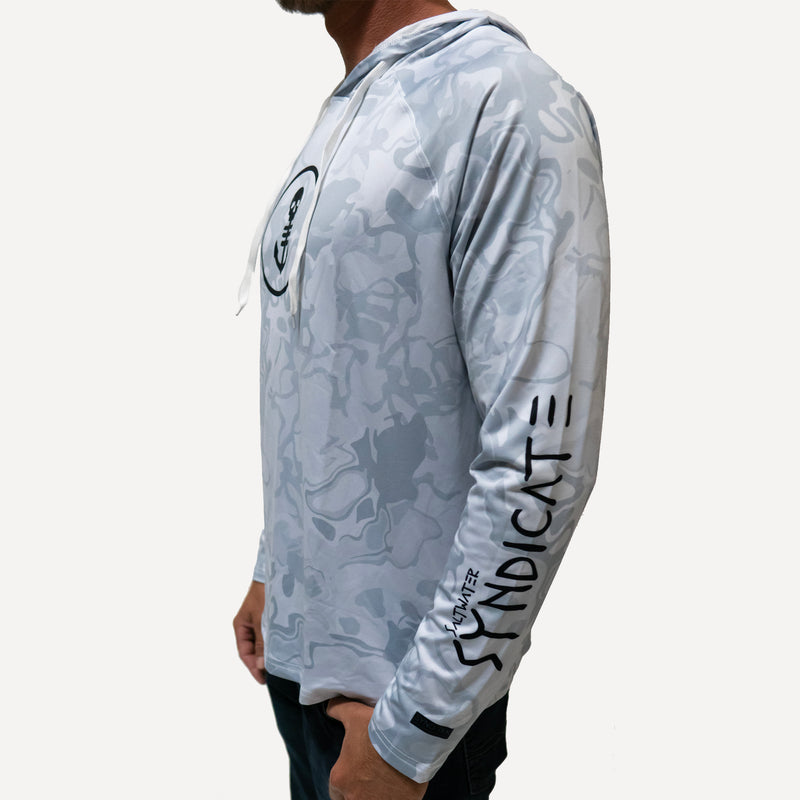 Mens Sinuous Sea Performance Hoodie - White - XX-Large